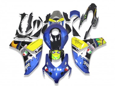 2008-2011 Blue Yellow Glossy Black Shark Honda CBR1000RR Motorcycle Fairings Canada