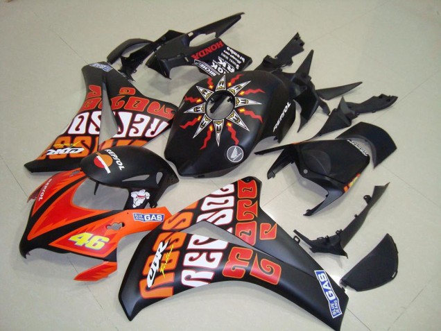 2008-2011 Matte Black Orange Rossi Repsol 46 Honda CBR1000RR Motorcycle Fairings Canada
