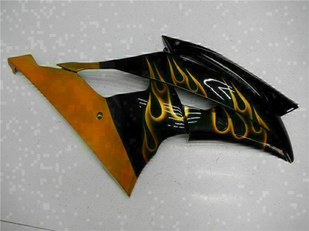 2008-2016 Glossy Black Gold Flame Yamaha YZF R6 Motorcycle Fairings Canada