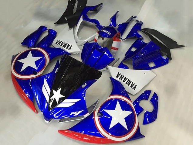 2009-2011 Blue White Red Black Star Captain America Yamaha YZF R1 Motorcycle Fairings Canada