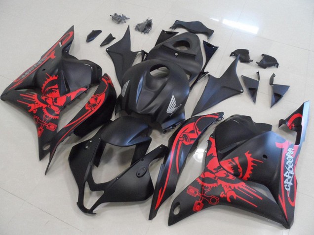 2009-2012 Matte Black Red Skull Honda CBR600RR Motorcycle Fairings Canada