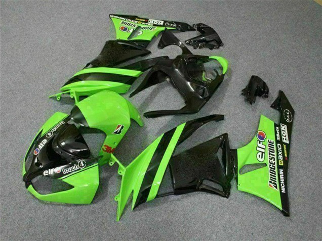 2009-2012 Green Glossy Black Elf Touch4 Bridgestone Kawasaki ZX6R Motorcycle Fairings Canada