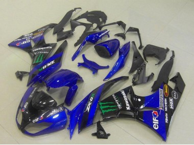 2009-2012 Blue Glossy Black Green Elf Monster Bridgestone Kawasaki ZX6R Motorcycle Fairings Canada