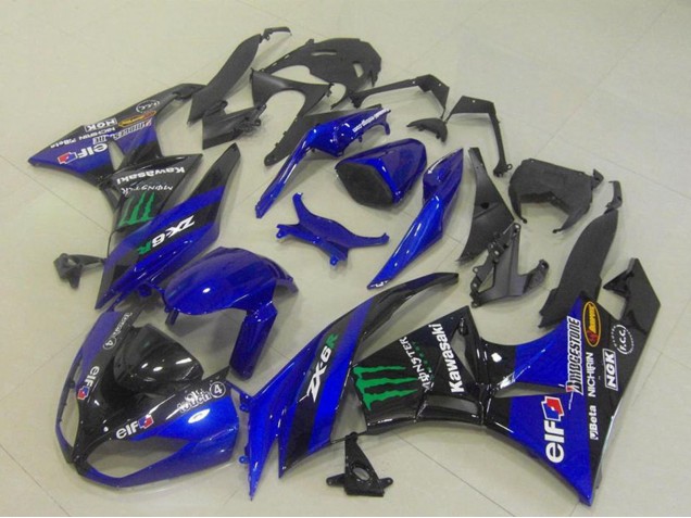 2009-2012 Blue Glossy Black Green Elf Monster Bridgestone Kawasaki ZX6R Motorcycle Fairings Canada