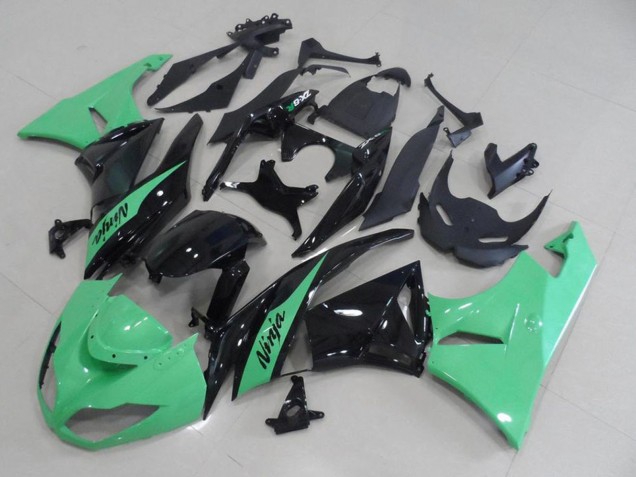 2009-2012 Light Green Glossy Black Kawasaki ZX6R Motorcycle Fairings Canada