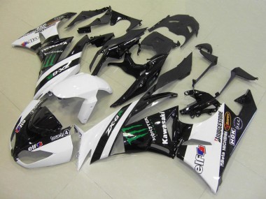 2009-2012 White Glossy Black Green Elf Touch4 Monster Bridgestone Kawasaki ZX6R Motorcycle Fairings Canada