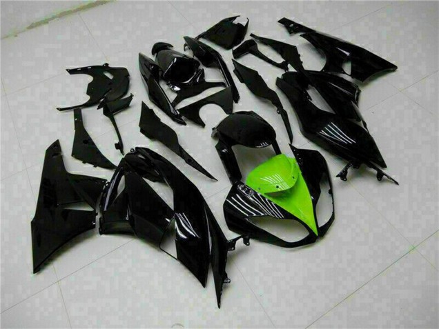 2009-2012 Glossy Black Green Kawasaki ZX6R Motorcycle Fairings Canada