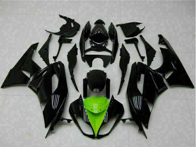 2009-2012 Glossy Black Green Kawasaki ZX6R Motorcycle Fairings Canada