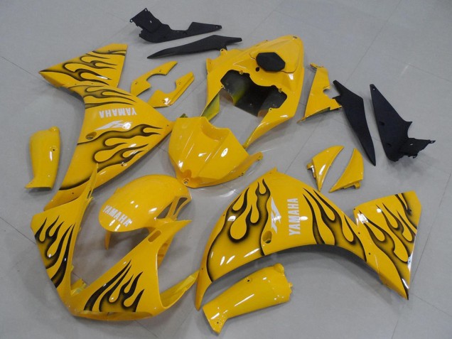 2012-2014 Yellow Black Flame Yamaha YZF R1 Motorcycle Fairings Canada