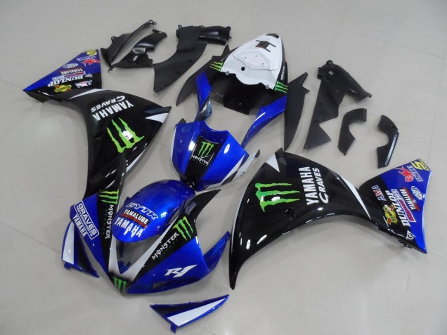 2012-2014 White Blue Glossy Black Green Graves Yamalube Monster Yamaha YZF R1 Motorcycle Fairings Canada