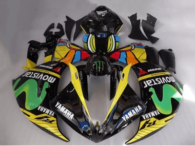 2012-2014 Glossy Black Yellow Green White Blue MoviStar Monster Yamaha YZF R1 Motorcycle Fairings Canada