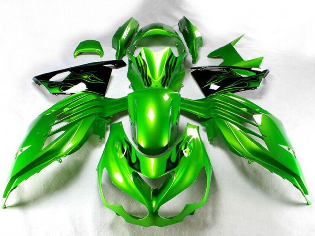 2012-2024 Green Glossy Black Kawasaki ZX14R ZZR1400 Motorcycle Fairing Canada