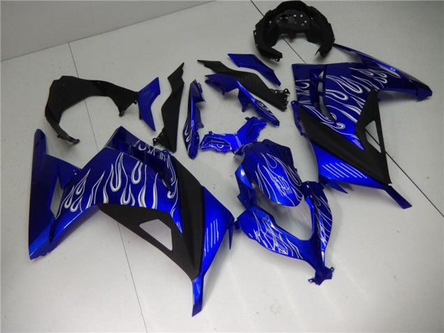 2013-2024 Blue Black White Flame Kawasaki Ninja 300 EX300R Motorcycle Fairings Canada