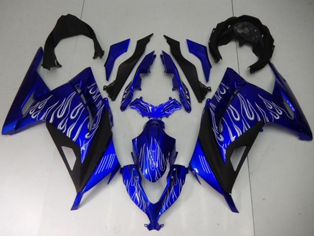 2013-2024 Blue Black White Flame Kawasaki Ninja 300 EX300R Motorcycle Fairings Canada