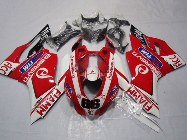 2011-2014 White Red Fiamm Ficc Ducati 1199 Motorcycle Fairings Canada