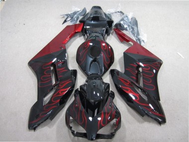2004-2005 Glossy Black Red Flame Honda CBR1000RR Motorcycle Fairing Canada