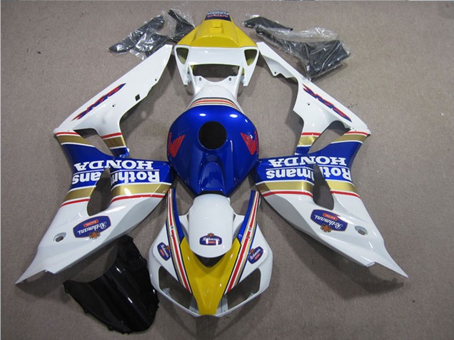 2006-2007 White Blue Yellow Gold Rothmans Honda CBR1000RR Motorcycle Fairings Canada