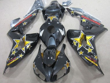 2006-2007 Glossy Black Gold Star Energy Drink Honda CBR1000RR Motorcycle Fairings Canada