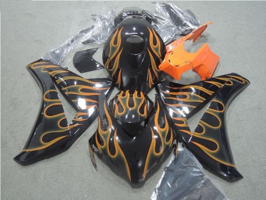 2008-2011 Glossy Black Orange Flame Honda CBR1000RR Motorcycle Fairings Canada