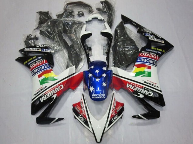 2013-2015 White Red Blue Glossy Black Star Carrera Lee DENSO EuroBet Honda CBR500R Motorcycle Fairings Canada