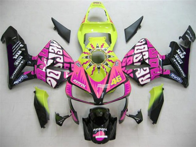2003-2004 Yellow Pink Glossy Black Valentino Rossi Honda CBR600RR Motorcycle Fairings Canada