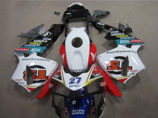 2005-2006 White Red Blue Glossy Black Star Lee 27 Honda CBR600RR Motorcycle Fairings Canada