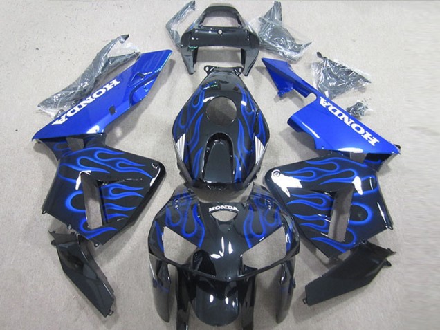 2005-2006 Glossy Black Blue Flame Honda CBR600RR Motorcycle Fairing Kits Canada