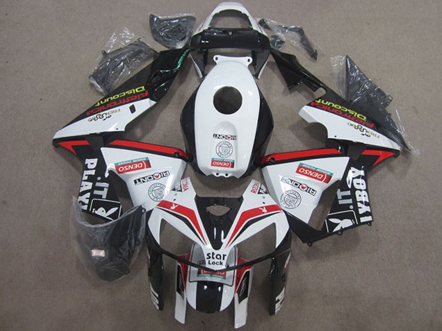 2005-2006 White Red Black Star Lock Playboy Honda CBR600RR Motorcycle Fairings Canada