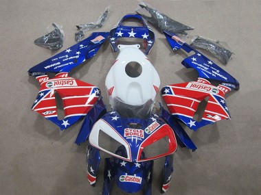 2005-2006 White Red Blue Cycle World Castrol Honda CBR600RR Motorcycle Fairings Canada