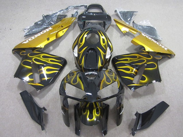 2005-2006 Glossy Black Yellow Flame Honda CBR600RR Motorcycle Fairings Canada