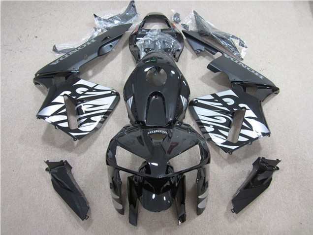 2005-2006 Glossy Black Silver Flame Honda CBR600RR Motorcycle Fairing Canada