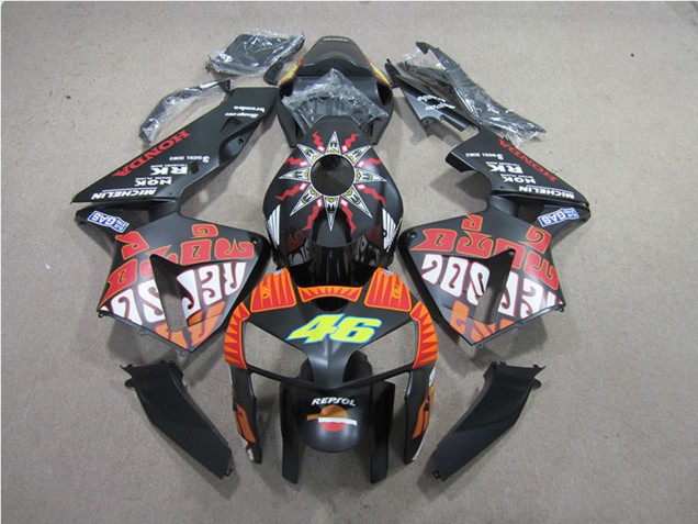 2005-2006 Matte Black Valentino Rossi Repsol 46 Honda CBR600RR Motorcycle Fairings Canada