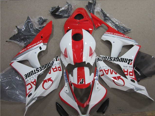 2007-2008 White Red Pramac Bridgestone Honda CBR600RR Motorcycle Fairings Canada