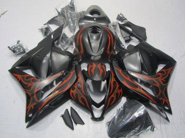 2009-2012 Matte Black Orange Flame Honda CBR600RR Motorcycle Fairings Canada