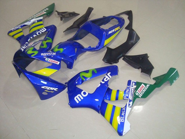 2000-2001 Blue Yellow Green MoviStar Castrol Honda CBR900RR 929 Motorcycle Fairings Canada