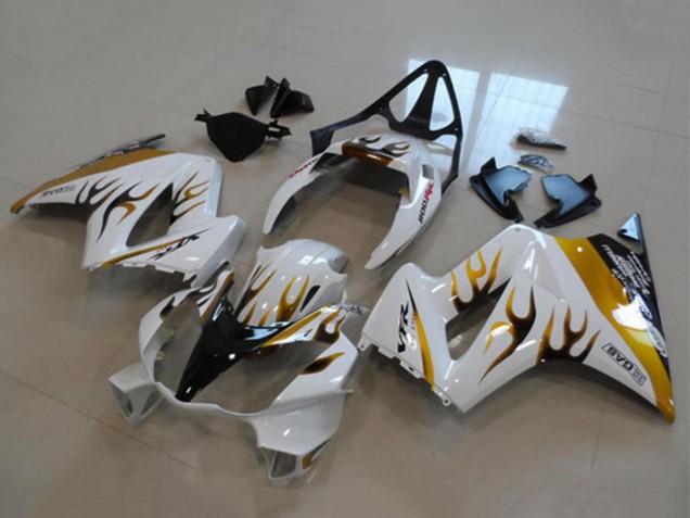 2002-2013 White Gold Flame Honda VFR 800 Motorcycle Fairing Canada