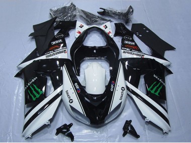 2006-2007 White Glossy Black Green Elf Touch4 Monster Kawasaki ZX10R Motorcycle Fairings Canada