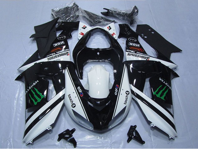 2006-2007 White Glossy Black Green Elf Touch4 Monster Kawasaki ZX10R Motorcycle Fairings Canada