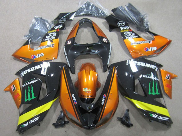 2006-2007 Orange Yellow Glossy Black Green Monster Kawasaki ZX10R Motorcycle Fairings Canada