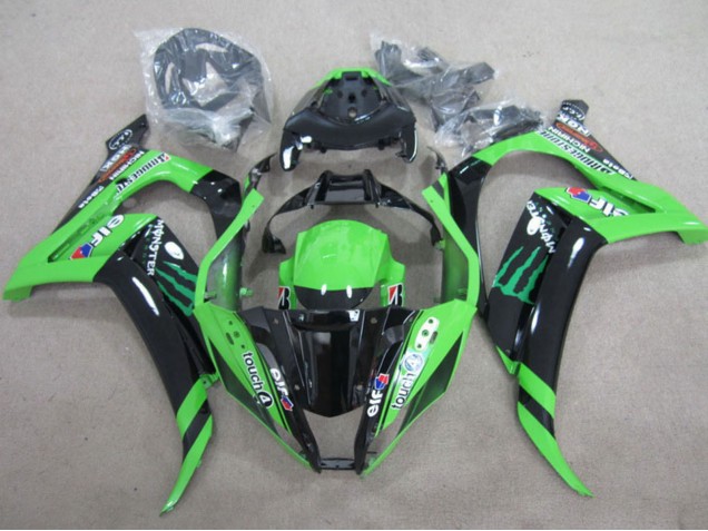 2011-2015 Green Glossy Black Green Elf Touch4 Monster Kawasaki ZX10R Motorcycle Fairings Canada