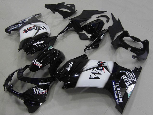 2008-2012 Glossy Black White West Kawasaki ZX250R Motorcycle Fairings Canada
