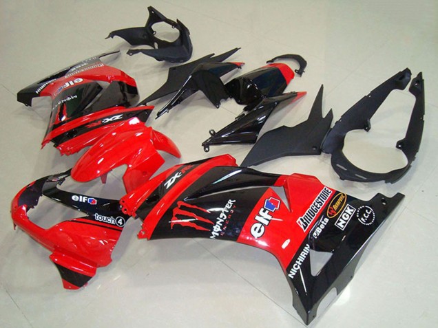 2008-2012 Red Glossy Black Elf Touch4 Monster Kawasaki ZX250R Motorcycle Fairings Canada