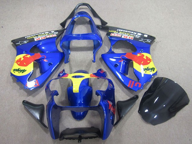 2000-2002 Blue Yellow Red Bull Kawasaki ZX6R Motorcycle Fairings Canada