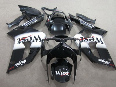 2003-2004 Glossy Black White West Kawasaki ZX6R Motorcycle Fairing Canada