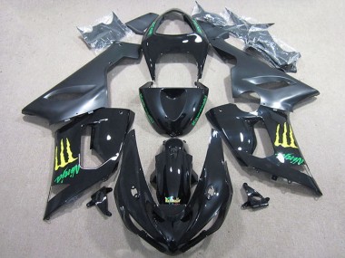 2005-2006 Glossy Black Yellow Monster Kawasaki ZX6R Motorcycle Fairing Canada