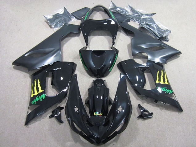 2005-2006 Glossy Black Yellow Monster Kawasaki ZX6R Motorcycle Fairing Canada