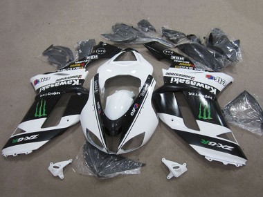 2007-2008 Black White Monster Kawasaki ZX6R Motorcycle Fairings Canada
