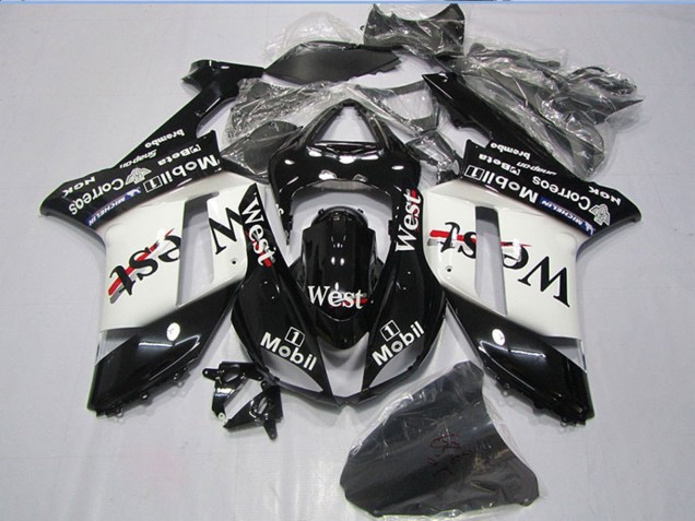 2007-2008 Black West Mobil Kawasaki ZX6R Motorcycle Fairings Canada