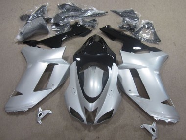 2007-2008 Silver Black Kawasaki ZX6R Motorcycle Fairings Canada