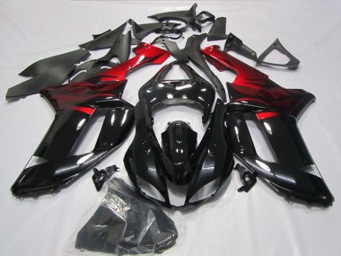 2007-2008 Black Red Kawasaki ZX6R Motorcycle Fairings Canada